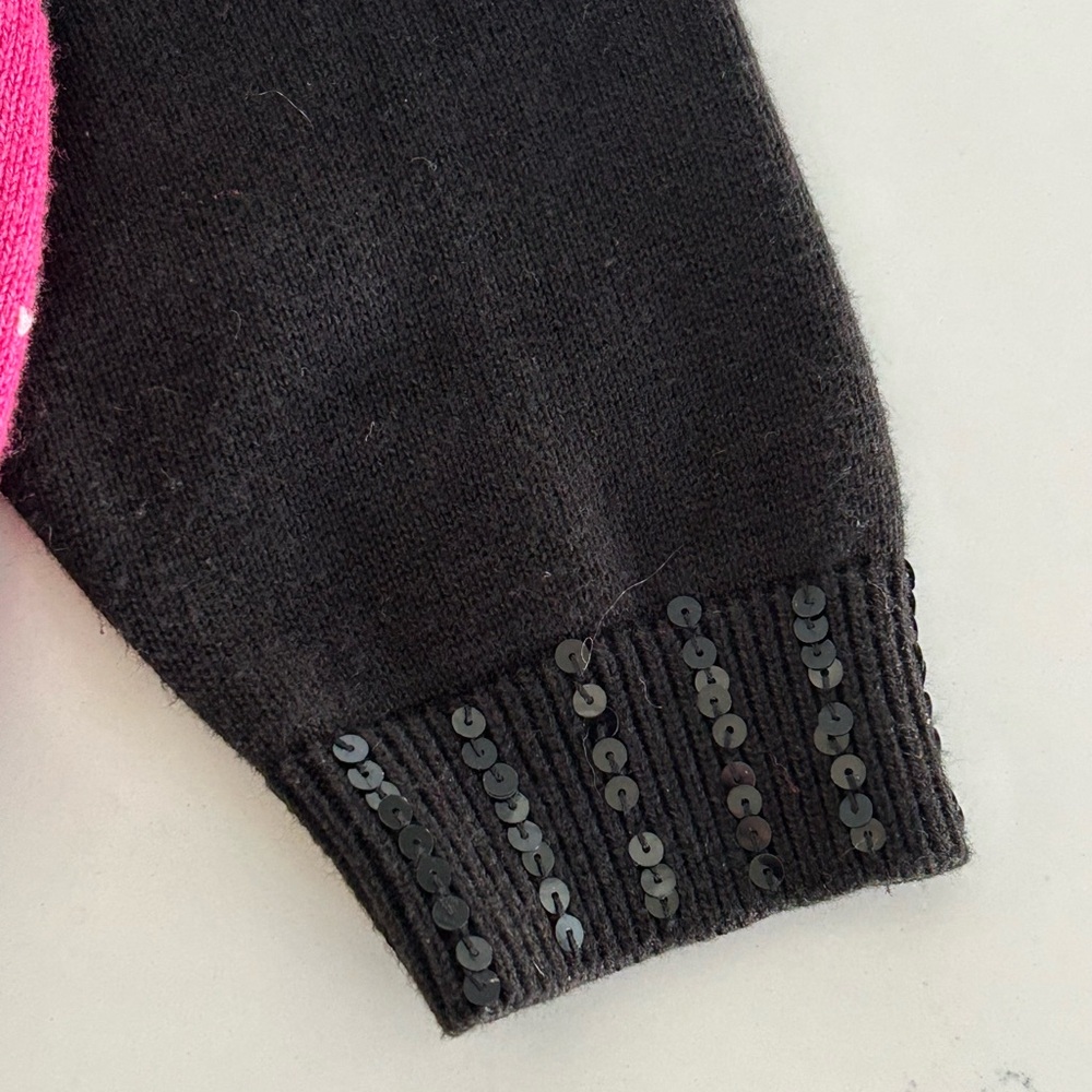 SALE Vintage Poodle Cardigan Sweater Pink Black Y2K Argyle Medi Retro Rockabilly - Picture 6 of 6